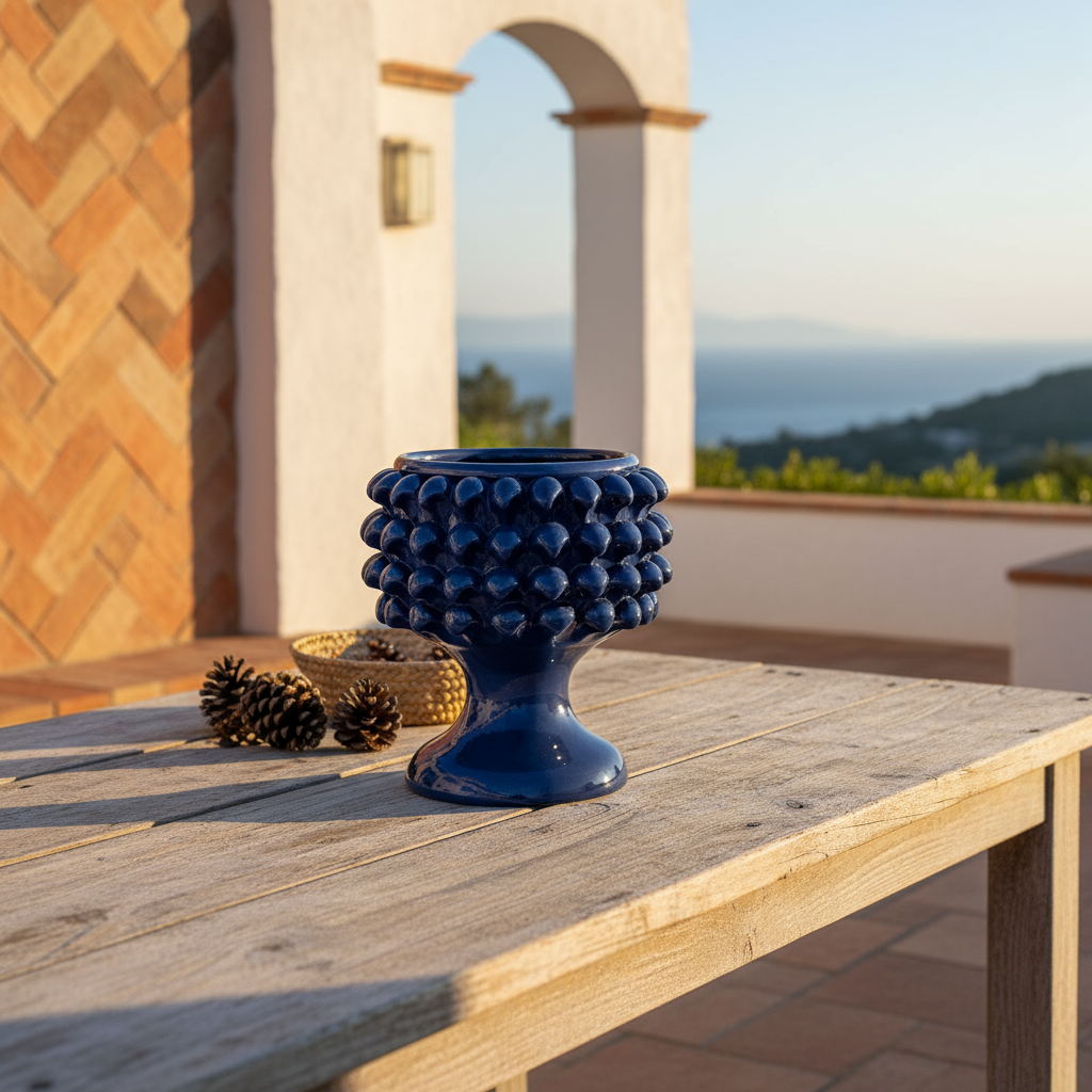 Pigna vaso artigianale in maiolica Siciliana 