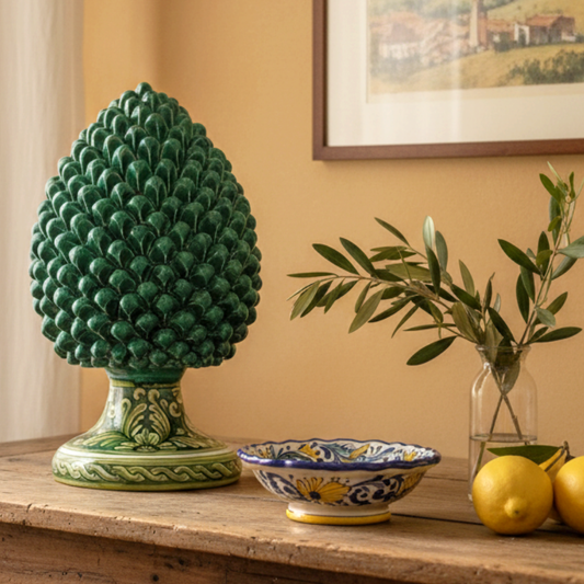 pigna verde in maiolica di sicilia grande