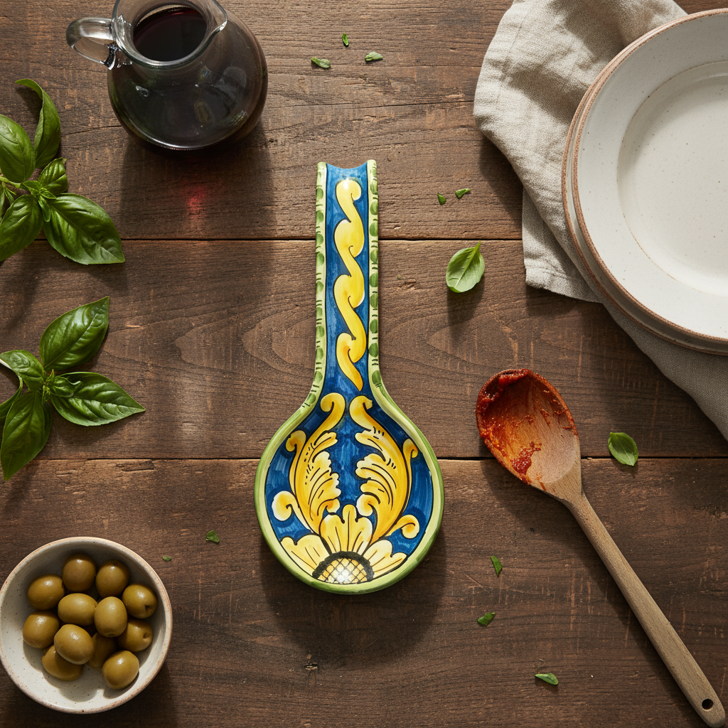 poggia cucchiaio in maiolica