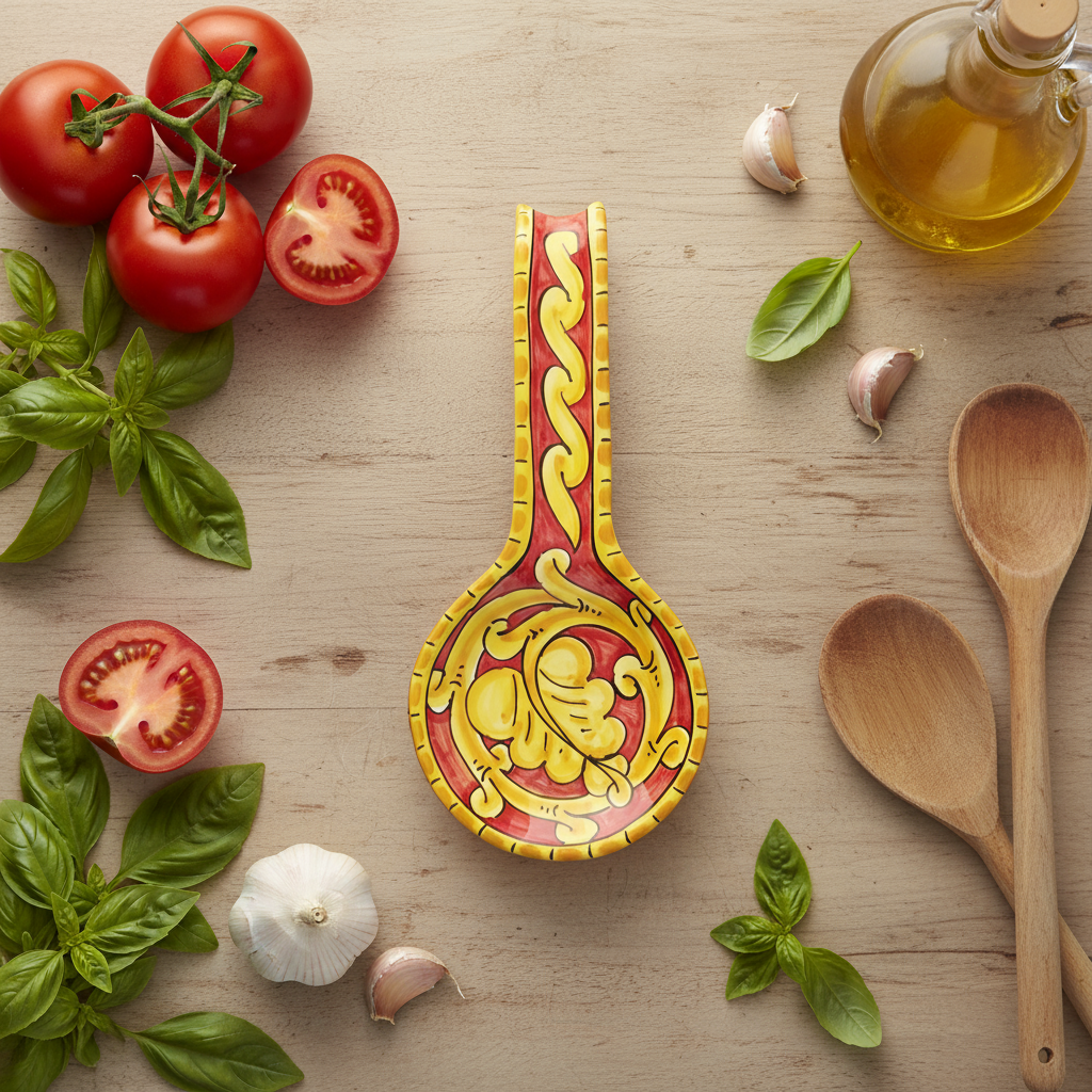 poggiamestolo per la cucina in ceramica di caltagirone