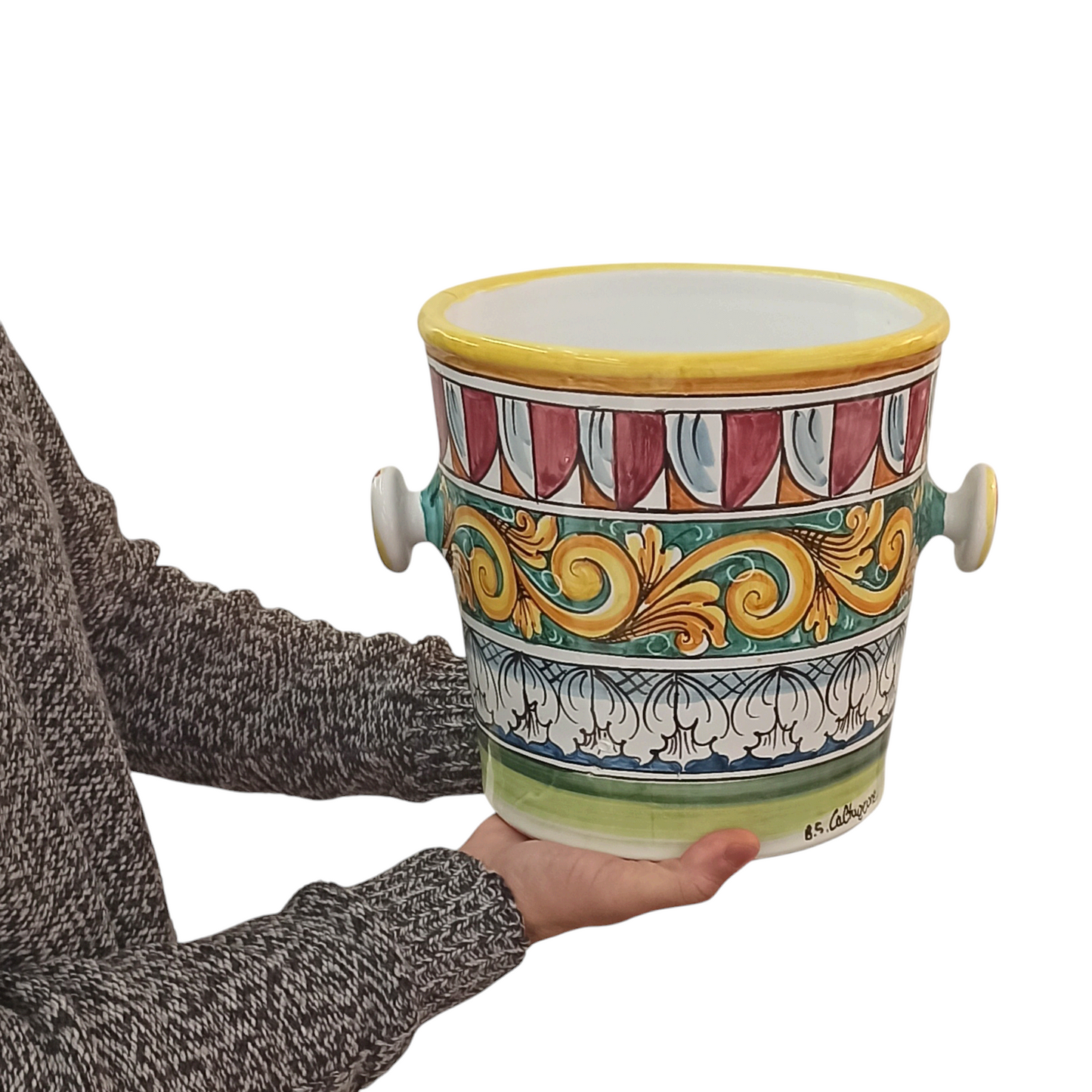 Secchiello Champagne in Ceramica Siciliana di Caltagirone