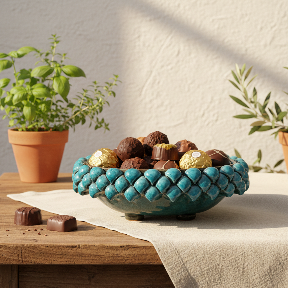 porta cioccolatini in maiolica di sicilia