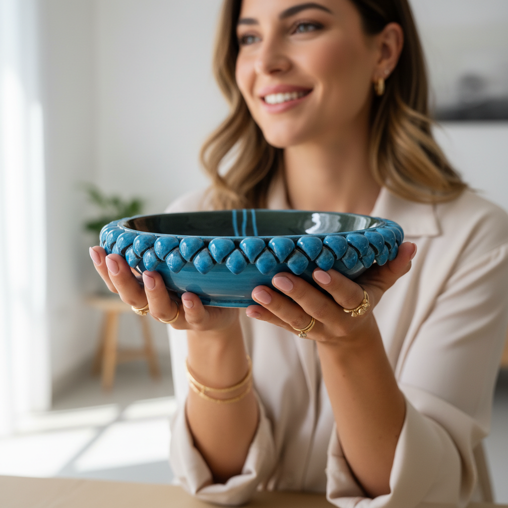 porta caramelle in mailolica