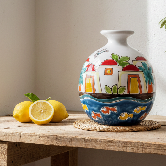 vaso porta fiori in maiolica di sicilia