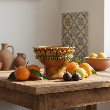 Centrotavola ''Margherita'' 19cm Mielato in Ceramica Siciliana di Santo Stefano di Camastra