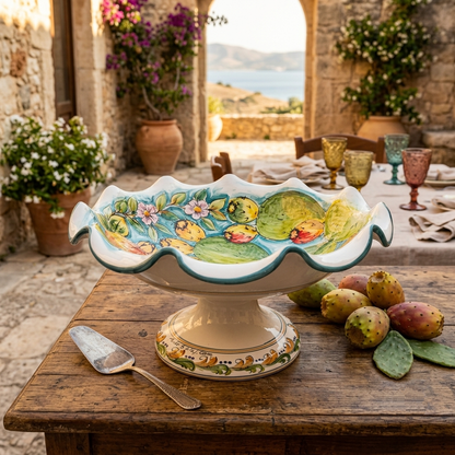 alzata porta frutta in ceramica di caltagirone