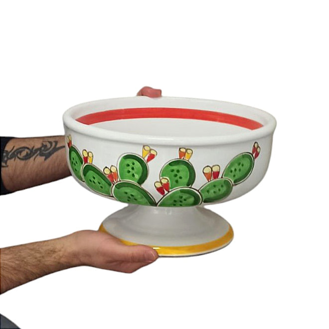 fruttiera con piede ceramiche di sicilia