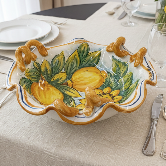 insalatiera porta frutta in maiolica decorata