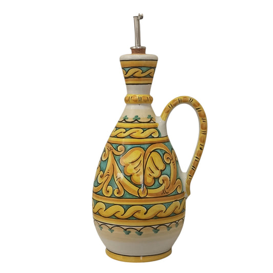 oliera decorata a mano in ceramica siciliana di Caltagirone