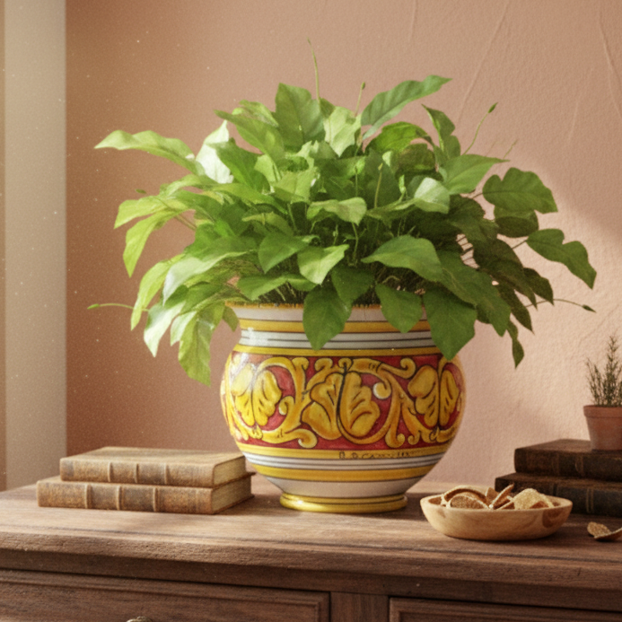 porta piante in maiolica per giardino