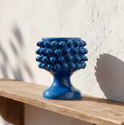porta vaso azzurro maiolica caltagirone