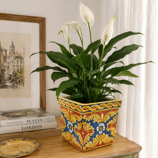 vaso da giardino decorato in ceramica