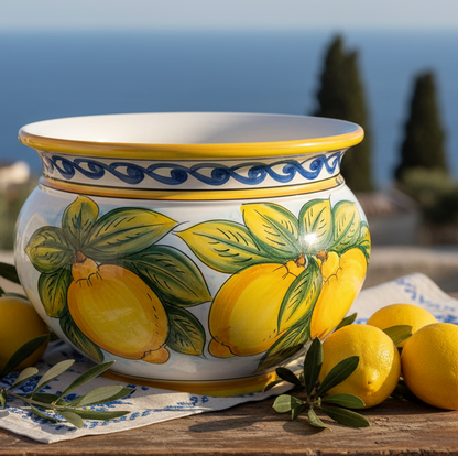 vaso per piante con decoro limoni