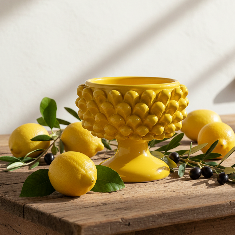 vaso pigna giallo caltagirone