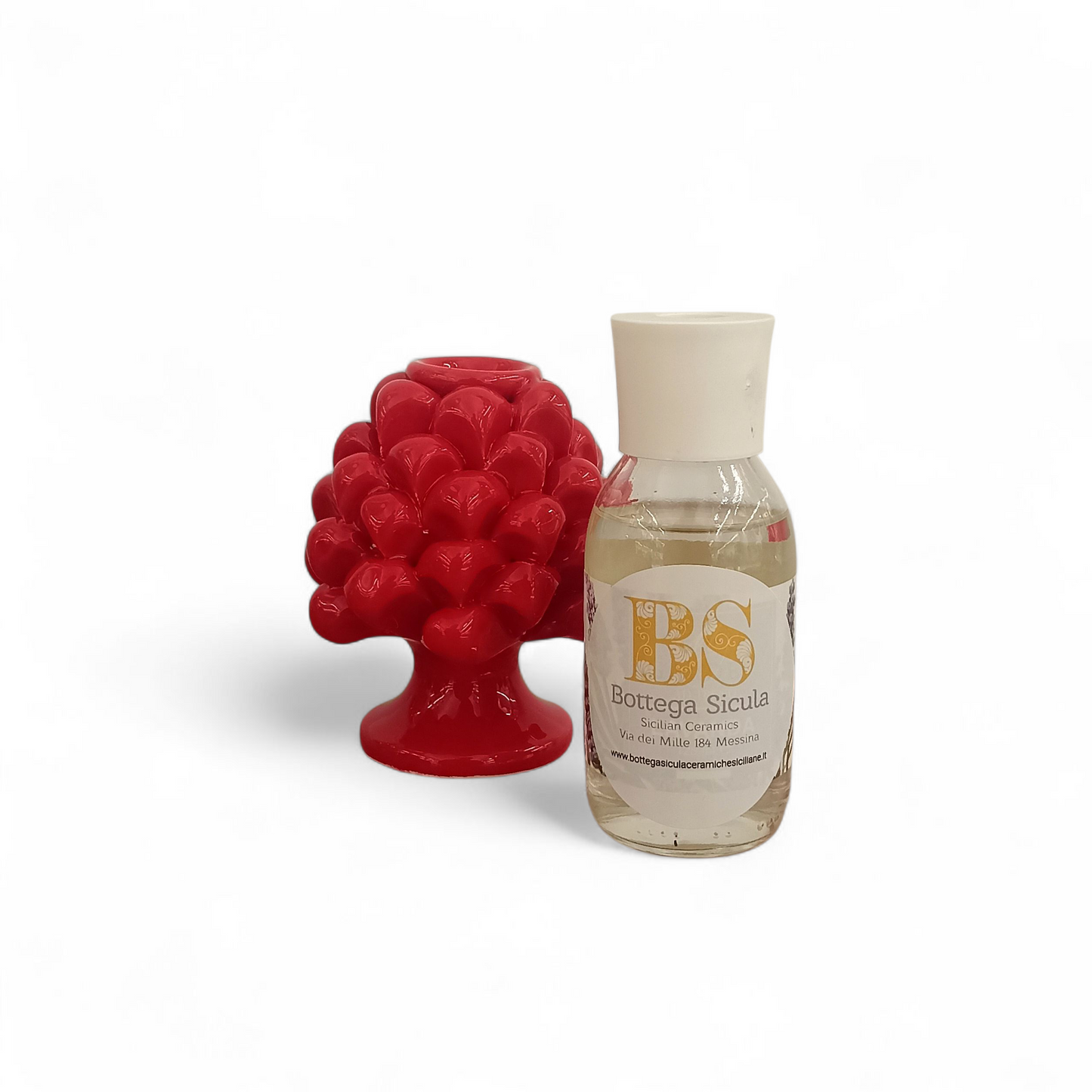 diffusore con bastoncini pigna ceramica