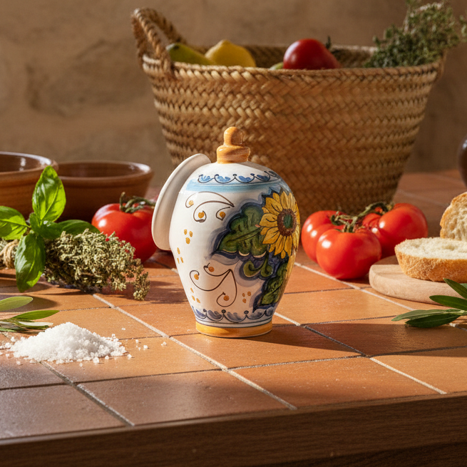 saliera in maiolica siciliana 