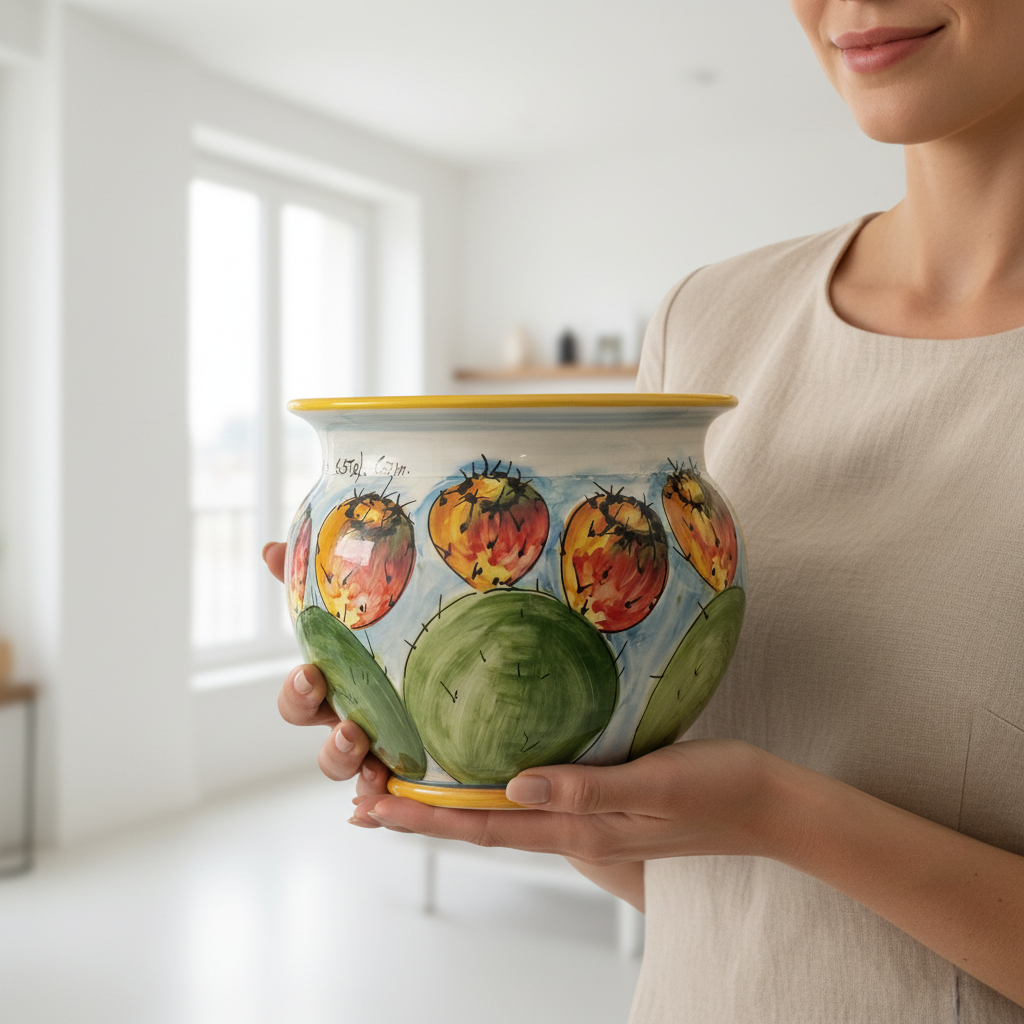 porta vasi in maiolica