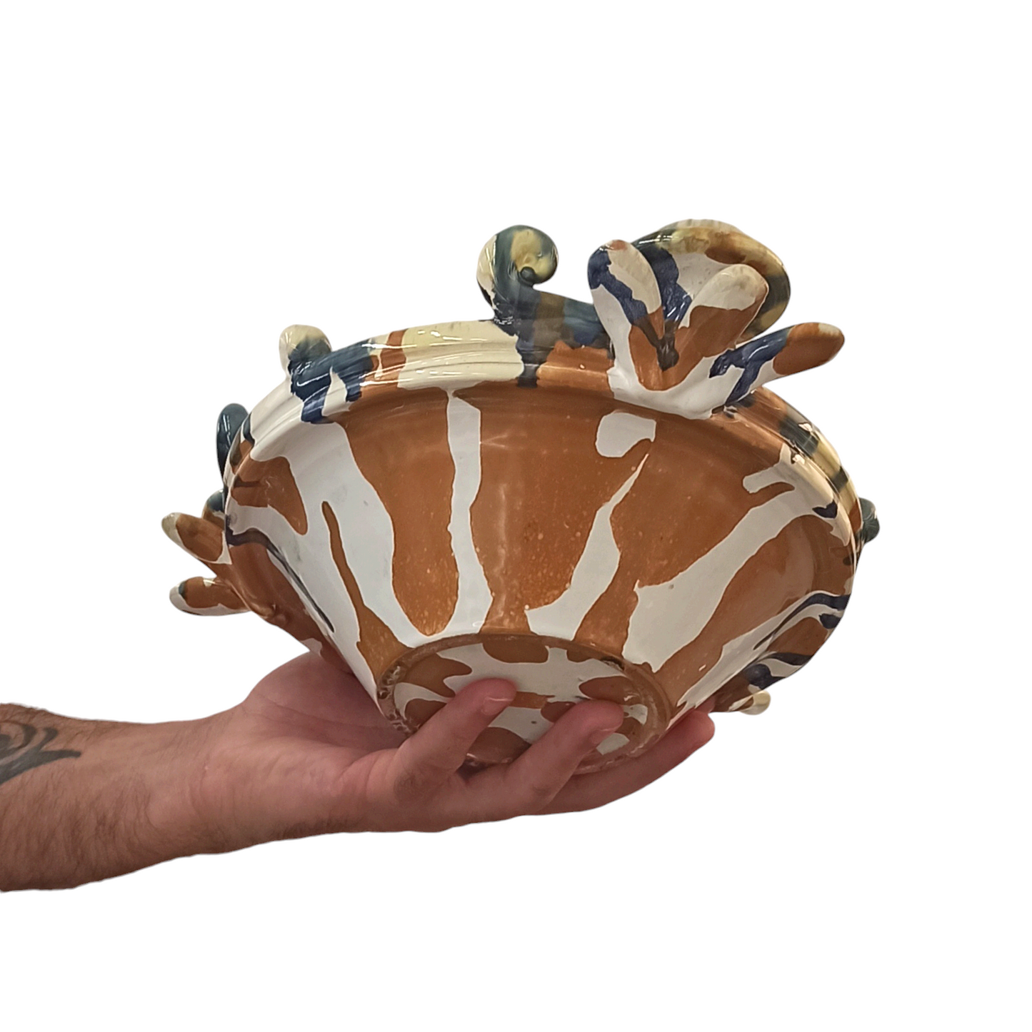 Centrotavola Porta Candele in Ceramica Siciliana di Caltagirone
