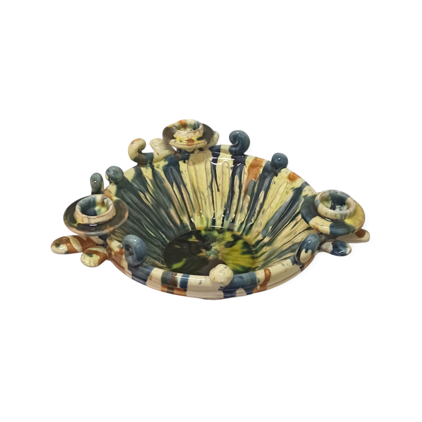 Centrotavola Porta Candele in Ceramica Siciliana di Caltagirone