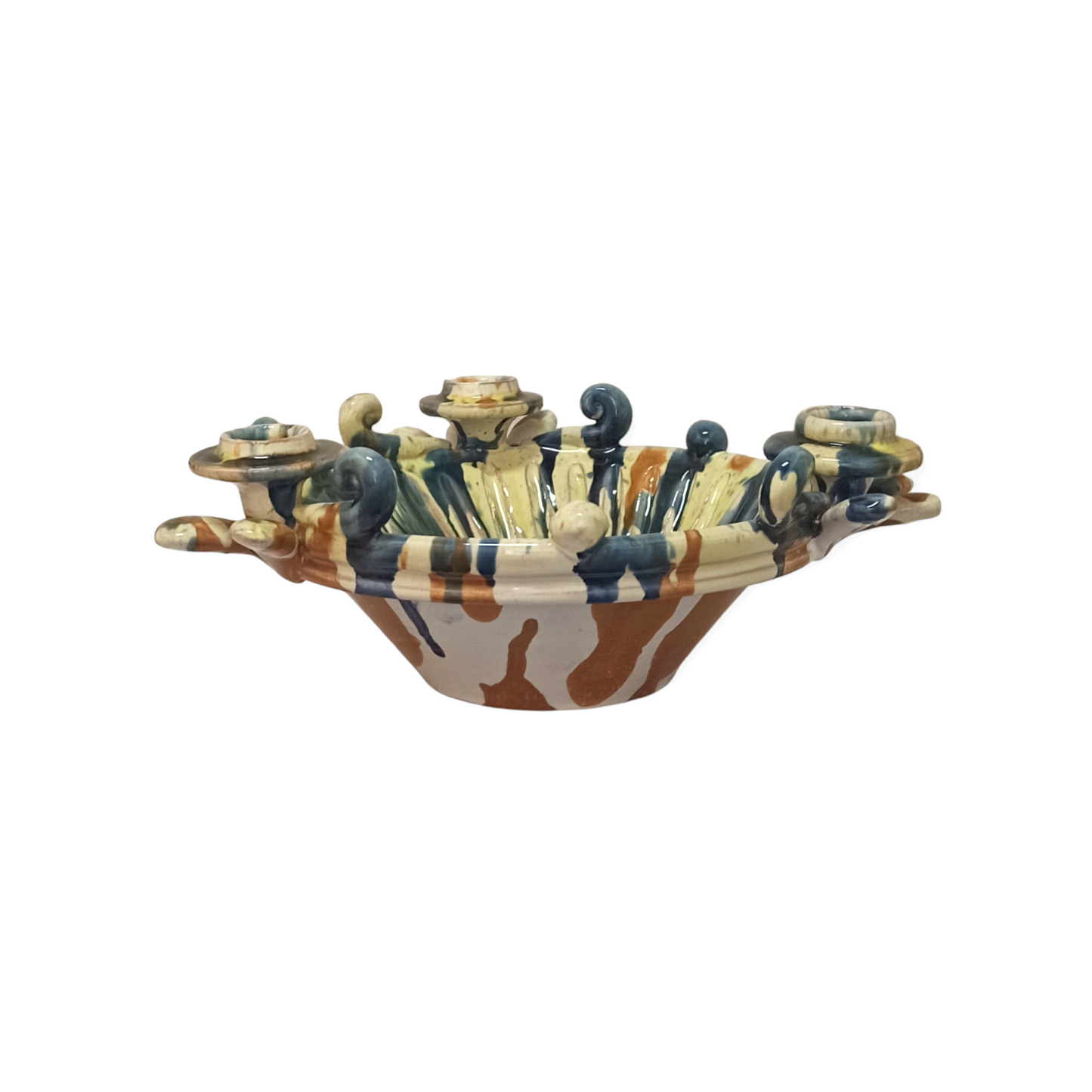 Centrotavola Porta Candele in Ceramica Siciliana di Caltagirone