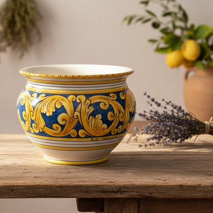 Portavaso per piante in maiolica di Sicilia 