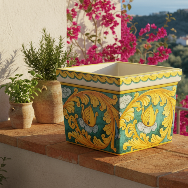 porta piante grande in maiolica siciliana