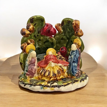 natività artigianale in maiolica