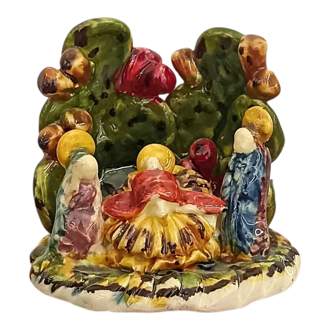 natività in maiolica fatto a mano 