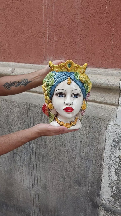 Teste di Moro h.26cm in Ceramica Siciliana di Caltagirone