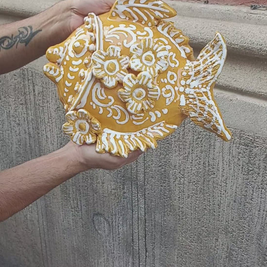 pesce in maiolica di sicilia per parete