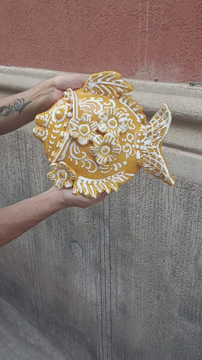 pesce in maiolica di sicilia per parete