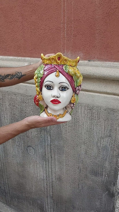 Teste di Moro h.26cm in Ceramica Siciliana di Caltagirone
