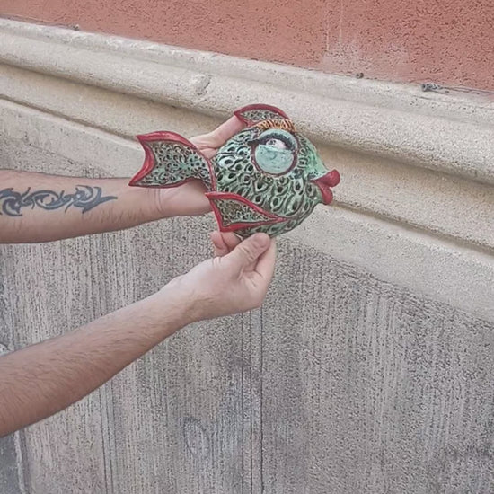 pesce maiolica artigianale decorata