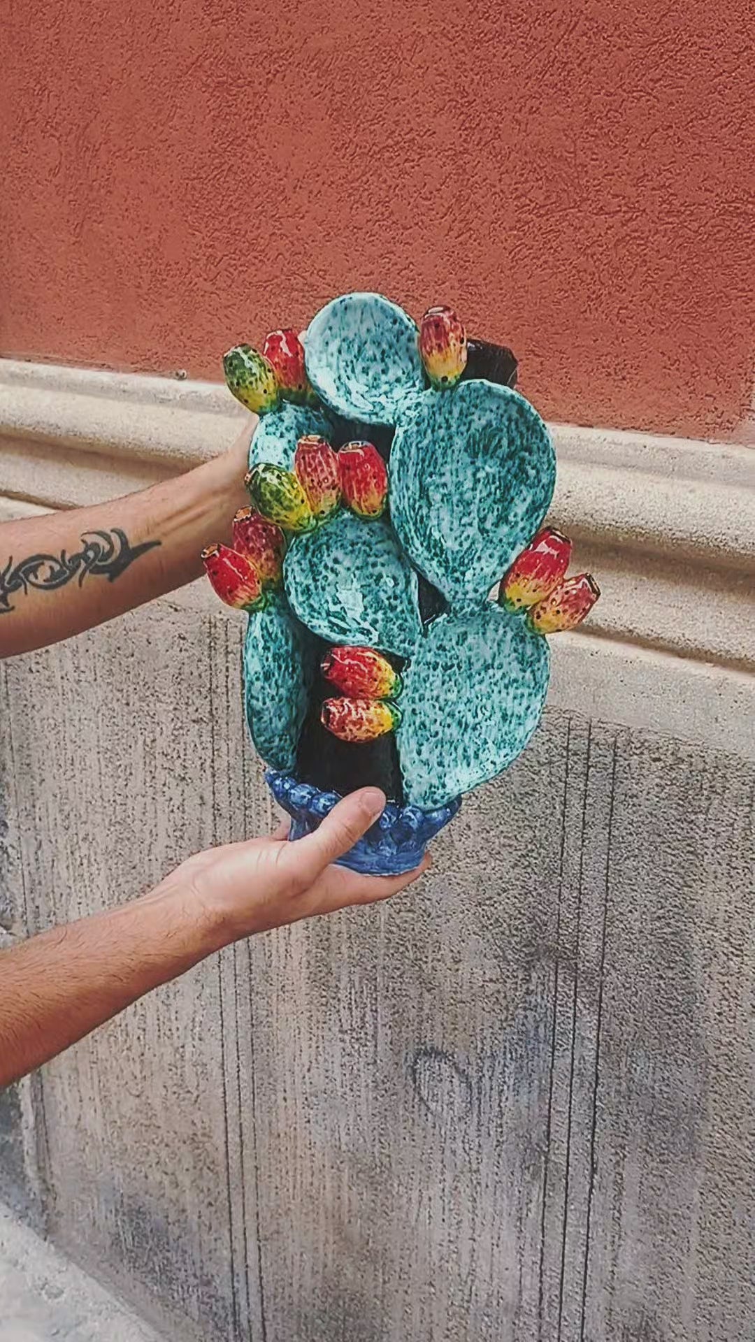 vaso porta fiori ceramica siciliana