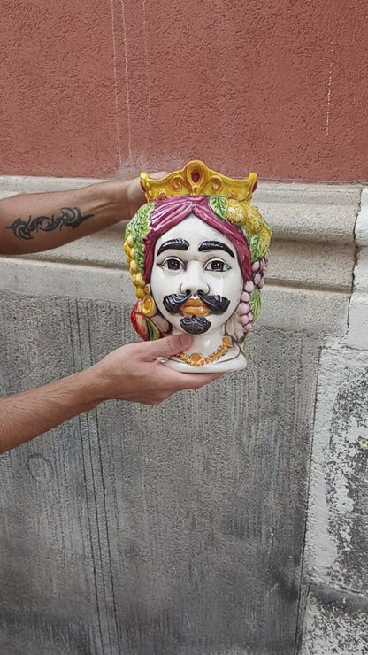 Teste di Moro h.26cm in Ceramica Siciliana di Caltagirone