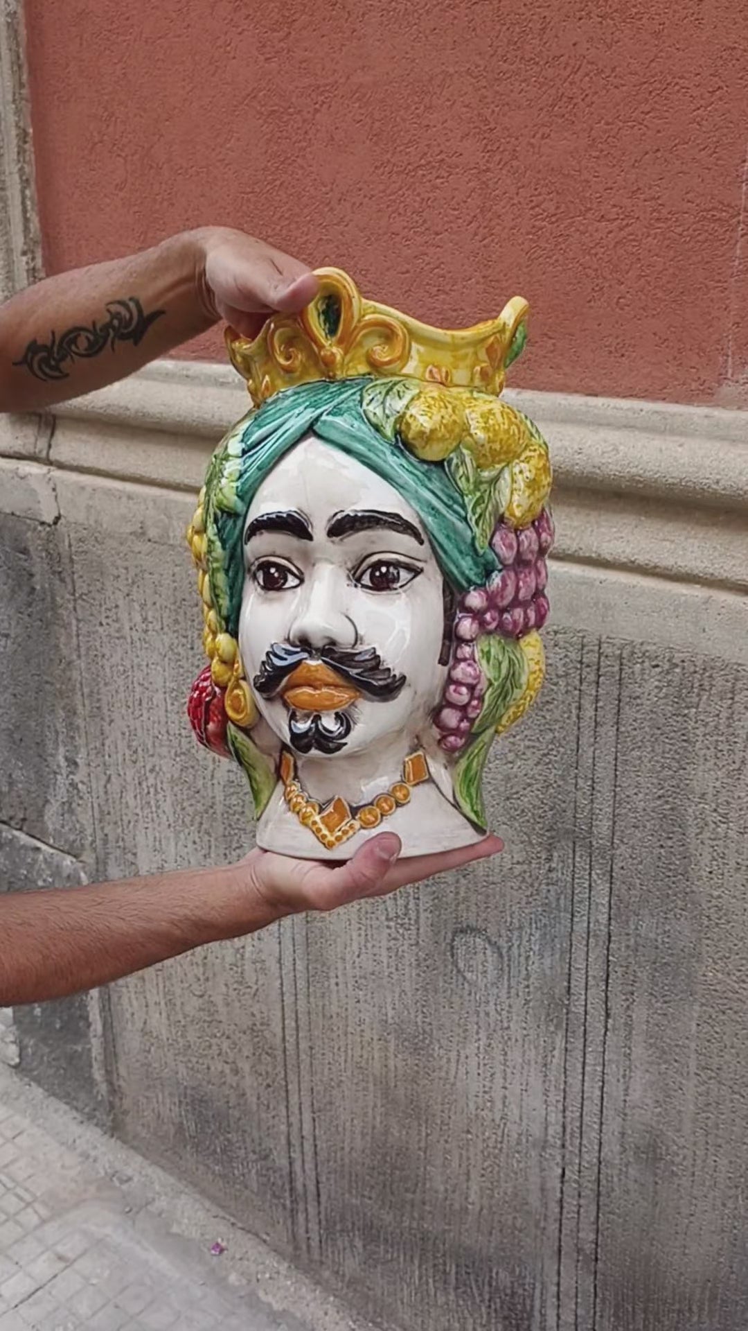 testa di moro uomo ceramica caltagirone
