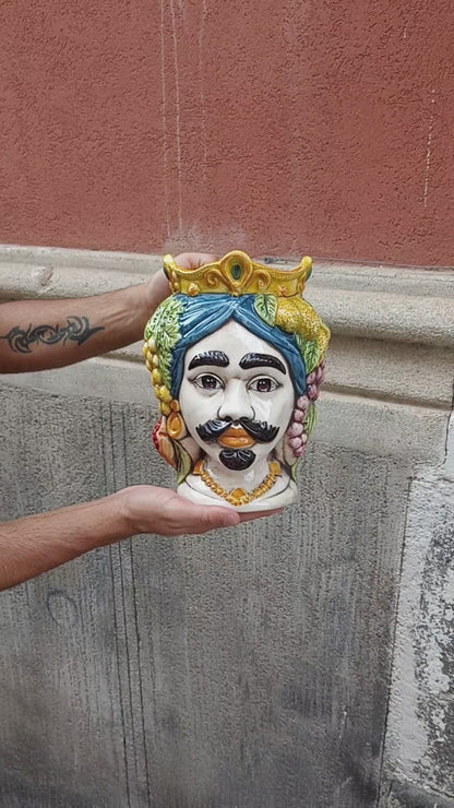 Teste di Moro h.26cm in Ceramica Siciliana di Caltagirone