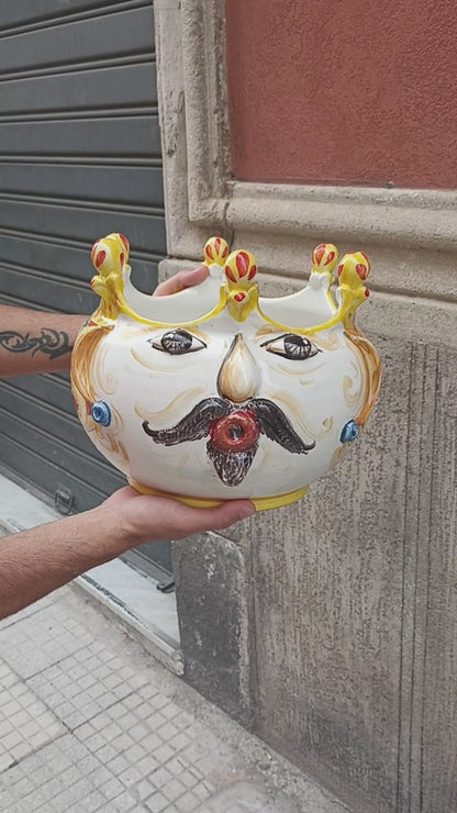 Testa di Moro Uomo Cachepot in Ceramica Siciliana