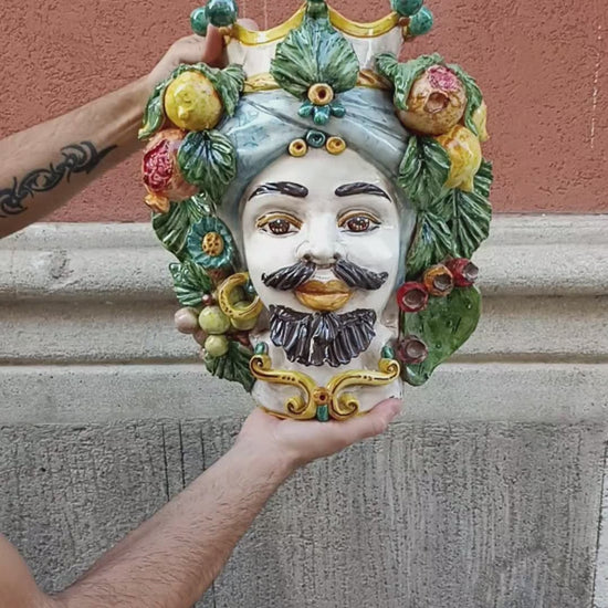 Testa di Moro maiolica Sciliana da parete