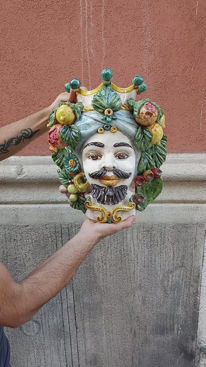 Testa di Moro maiolica Sciliana da parete