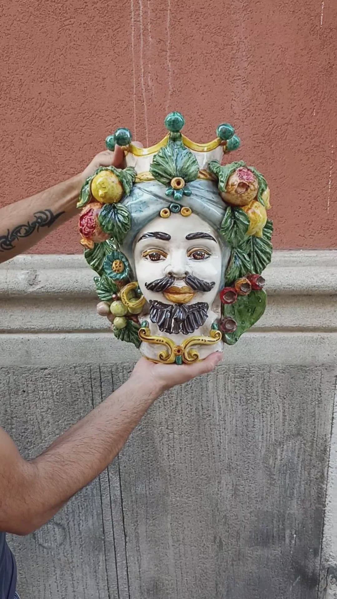 Testa di Moro maiolica Sciliana da parete