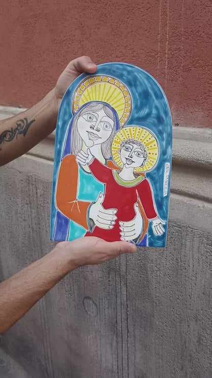 Quadro Maternità 30cm in Ceramica Siciliana