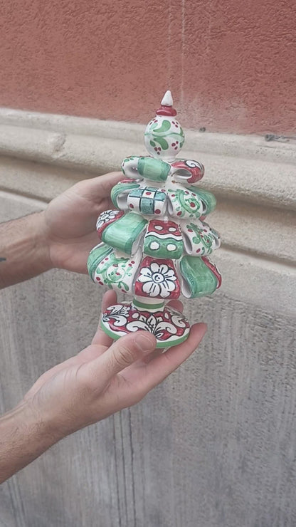 Albero di Natale 20cm "Patchwork" in Ceramica Siciliana di Caltagirone