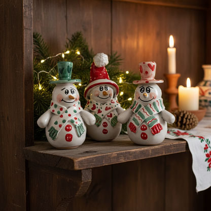 pupazzetti di neve ceramica caltagirone