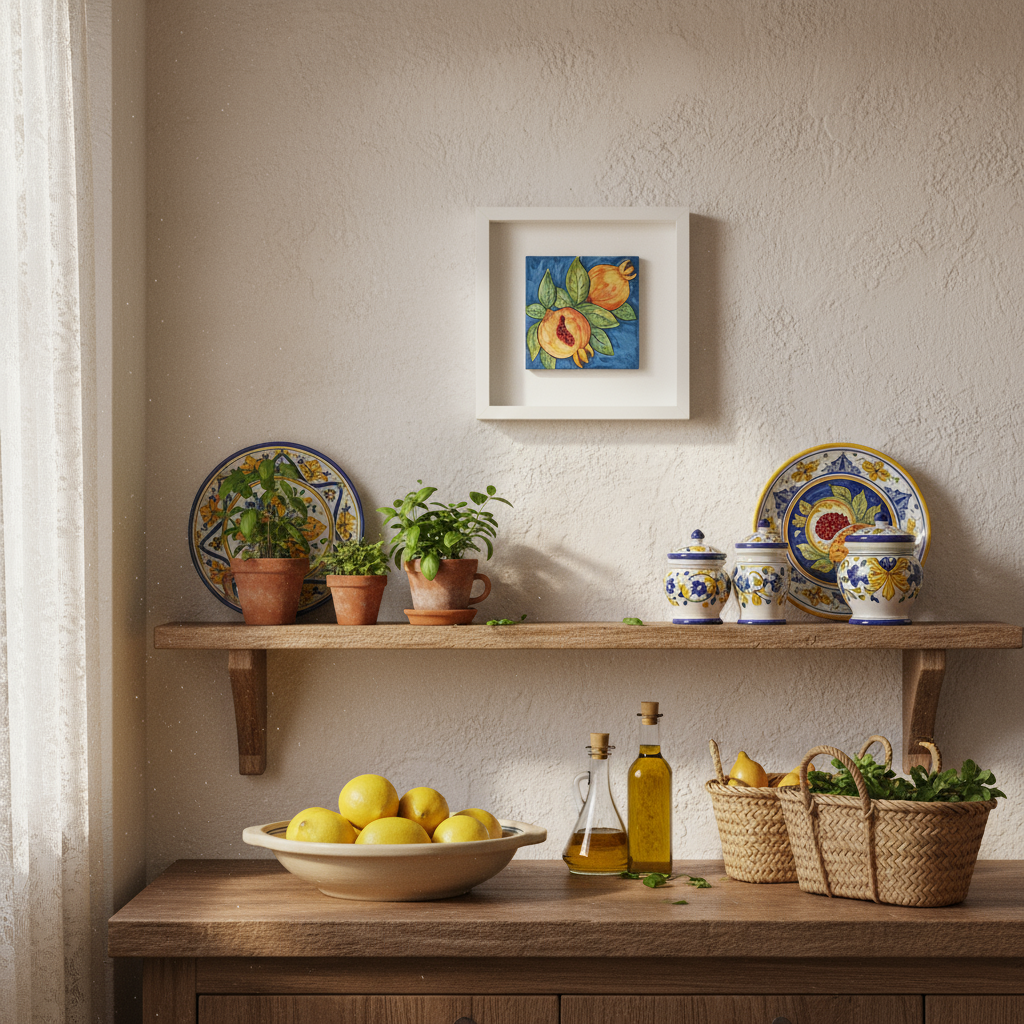 Cornice 27cm in Maiolica Siciliana  decoro Melagrana