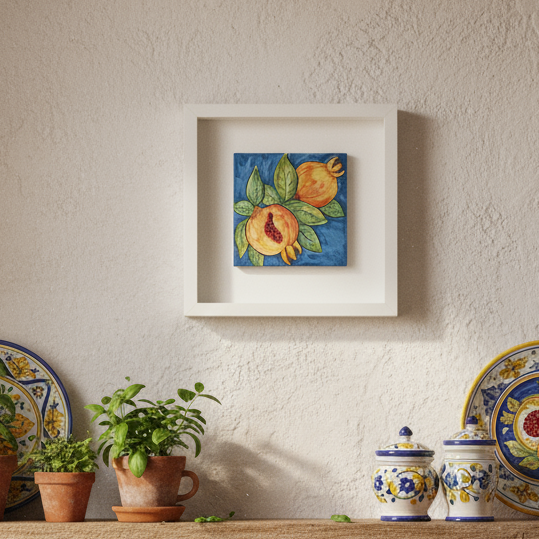 Cornice 27cm in Maiolica Siciliana  decoro Melagrana