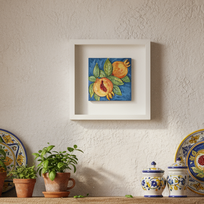 Cornice 27cm in Maiolica Siciliana  decoro Melagrana