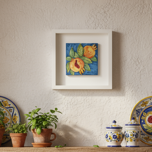 Cornice 27cm in Maiolica Siciliana  decoro Melagrana