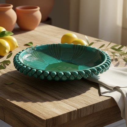 Centrotavola Tondo Verde 30cm in Ceramica Siciliana