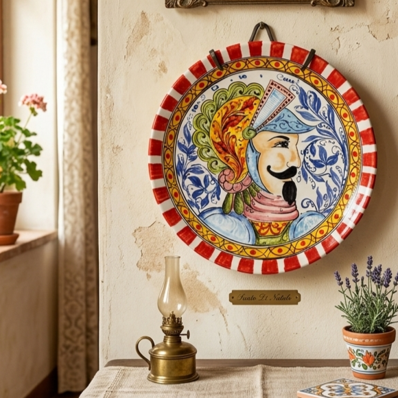 Piatto da Appendere "Collezione Paladini di Sicilia" in Ceramica di Caltagirone 38cm